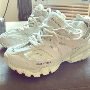 All white Balenciaga Track sneakers
